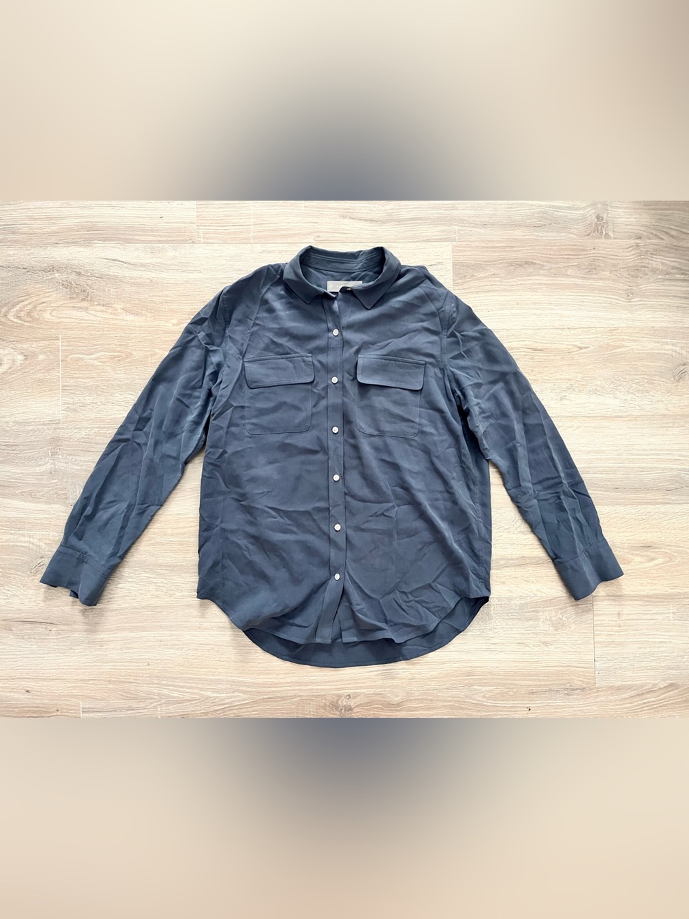 Everlane Women’s The Must-Have Shirt IN Washable Silk Slate Blue - Size 4